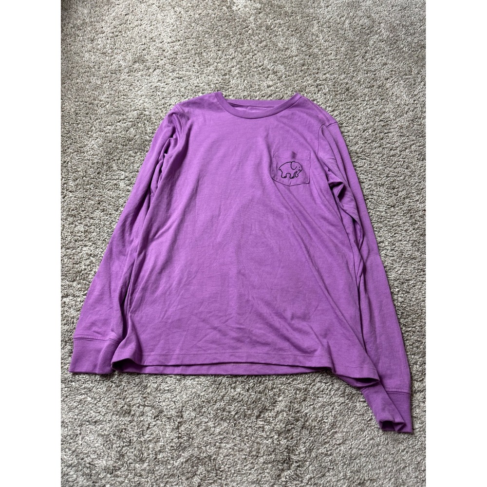 Ivory Ella Purple Long Sleeve Pocket T-Shirt Floral Elephant Graphic Small